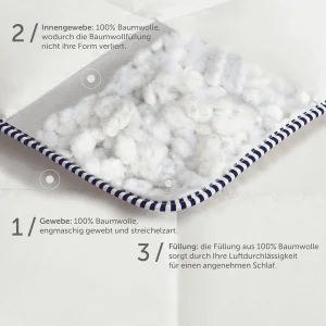 Hibboux® Kopfkissen & Bettdecke Vanilla Cotton Set Ecru 45