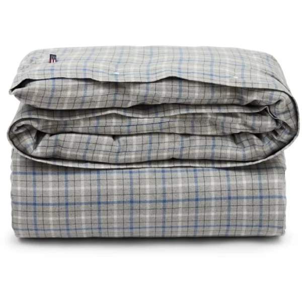 Lexington Checked Bettdecken-Bezug Aus Flanell – 155×220 Cm – Gray Melange/blue/white 1