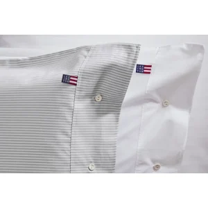 LEXINGTON Authentic Pin Point Oxford Bettwäsche-Bezug Streifen – 155×220 Cm – Gray/white 9