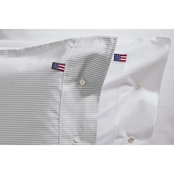 LEXINGTON Authentic Pin Point Oxford Bettwäsche-Bezug Streifen – 155×220 Cm – Gray/white 4