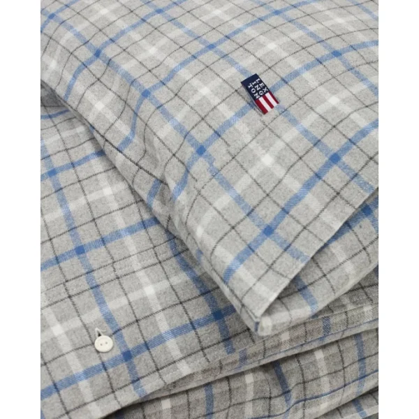 Lexington Checked Bettdecken-Bezug Aus Flanell – 155×220 Cm – Gray Melange/blue/white 3
