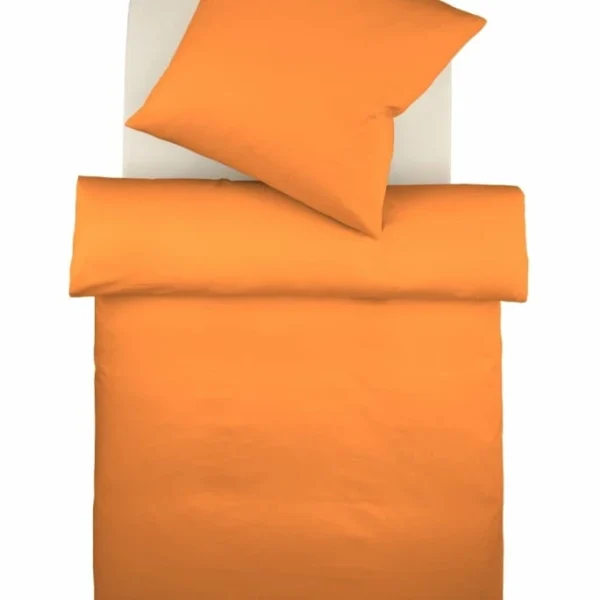 Fleuresse Colours Interlock Jersey Bettwäsche-Garnitur – 135×200 / 80×80 Cm – Orange 1