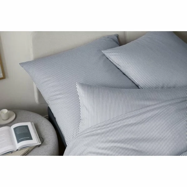 Elegante Sister Stripe Bettwäsche-Set Aus Mako-Jersey – 135×200 / 40×80 Cm – Blau 3