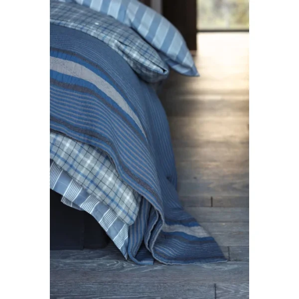 Lexington Checked Bettdecken-Bezug Aus Flanell – 155×220 Cm – Gray Melange/blue/white 5