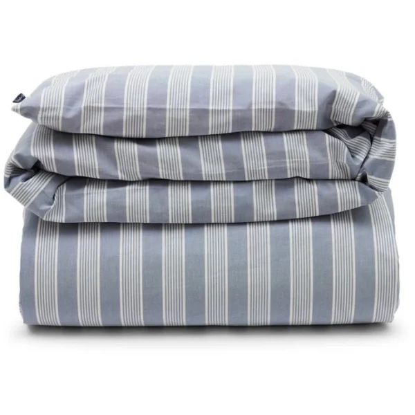 Lexington Striped Bettdecken-Bezug Aus Lyocell/Baumwolle – 135×200 Cm – Blue/off White 1