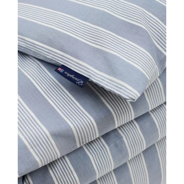 Lexington Striped Bettdecken-Bezug Aus Lyocell/Baumwolle – 135×200 Cm – Blue/off White 3