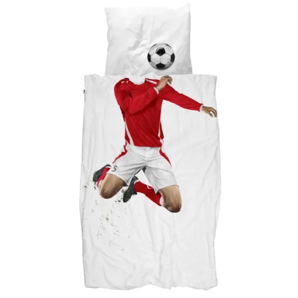 SNURK Soccer Bettwäsche-Set – 135×200 / 80×80 Cm – Rot-weiß 1