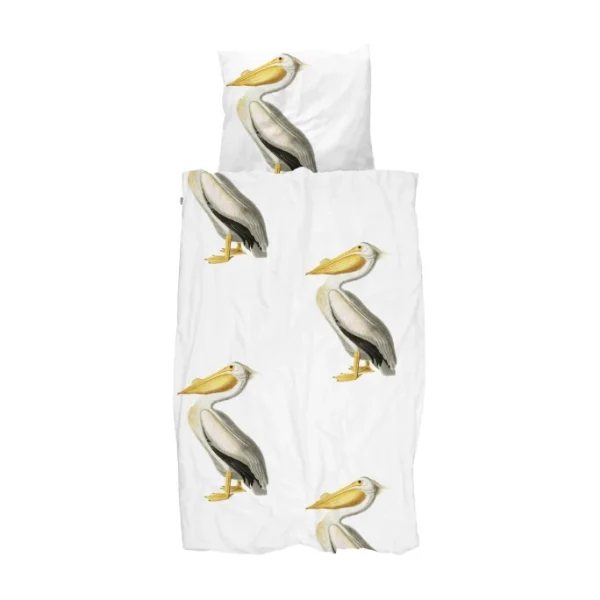 SNURK PELICAN Bettwäsche-Set – 155×220 / 80×80 Cm – Weiß Mit Motiv 1