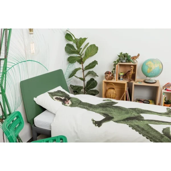 SNURK Dino Bettwäsche – 155×220 / 80×80 Cm – Weiß 3