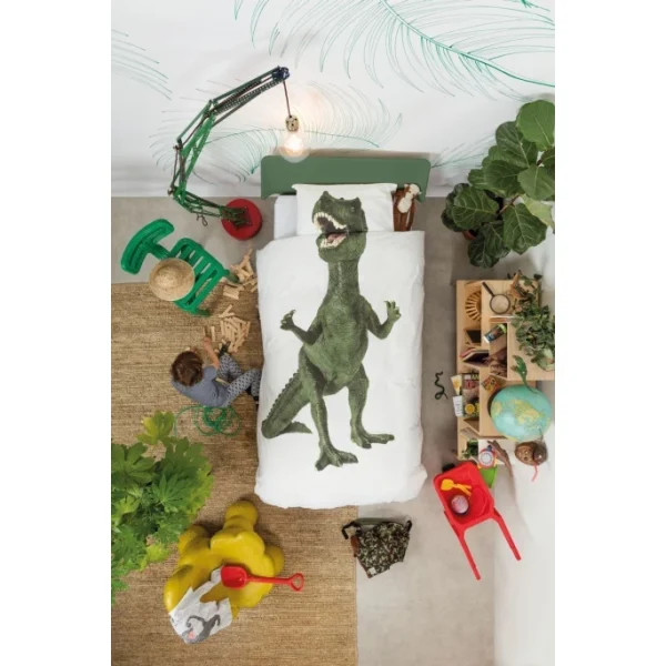 SNURK Dino Bettwäsche – 155×220 / 80×80 Cm – Weiß 6