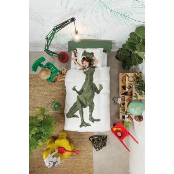 SNURK Dino Bettwäsche – 155×220 / 80×80 Cm – Weiß 7