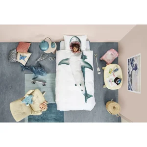 SNURK Shark Bettwäsche-Set – 155×220 / 80×80 Cm – Weiß Mit Motiv 7