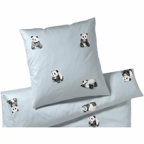 Elegante Panda Bear Kinderbettwäsche Aus Mako-Satin – 100×135 / 40×60 Cm – Silber 1