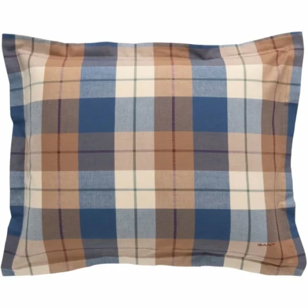GANT Flannel Check Kopfkissenbezug – 40×80 Cm – Deep Blue 1