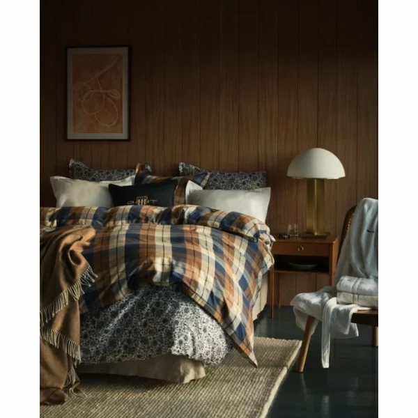 GANT Flannel Check Kopfkissenbezug – 40×80 Cm – Deep Blue 3