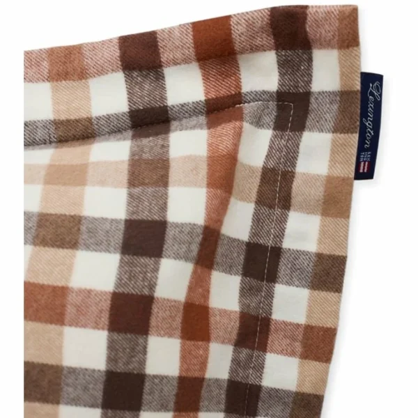 Lexington Checked Kopfkissen-Bezug Aus Flanell – 40×40 Cm – Rustic Brown/off White 4