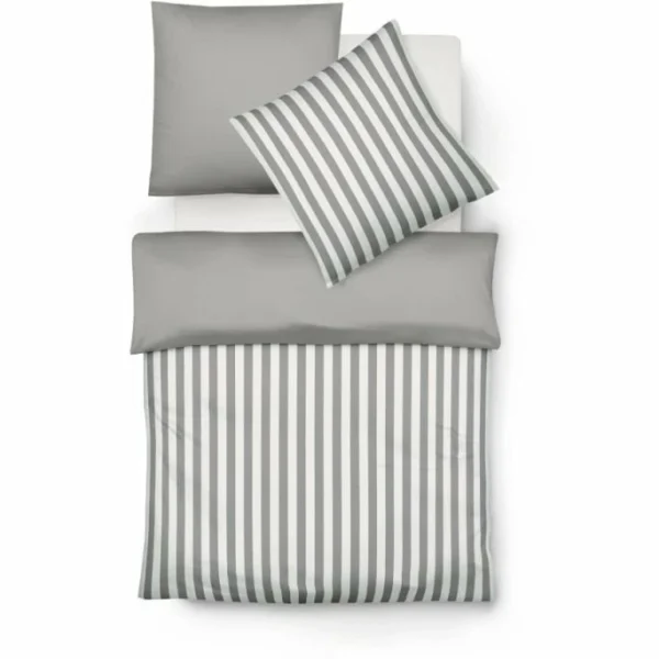 Fleuresse Lech Wendebettwäsche-Set Aus Flanell – 155×200 / 80×80 Cm – Grau 1