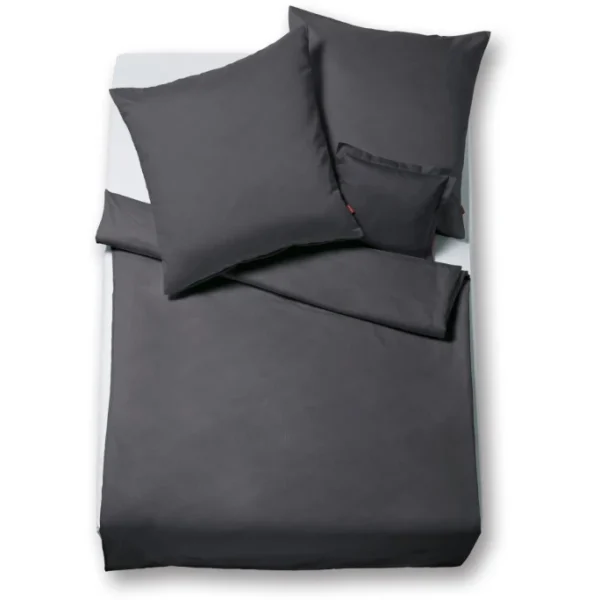 Fleuresse Lech Bettwäsche-Set Aus Flanell – 155×200 / 80×80 Cm – Anthrazit 1