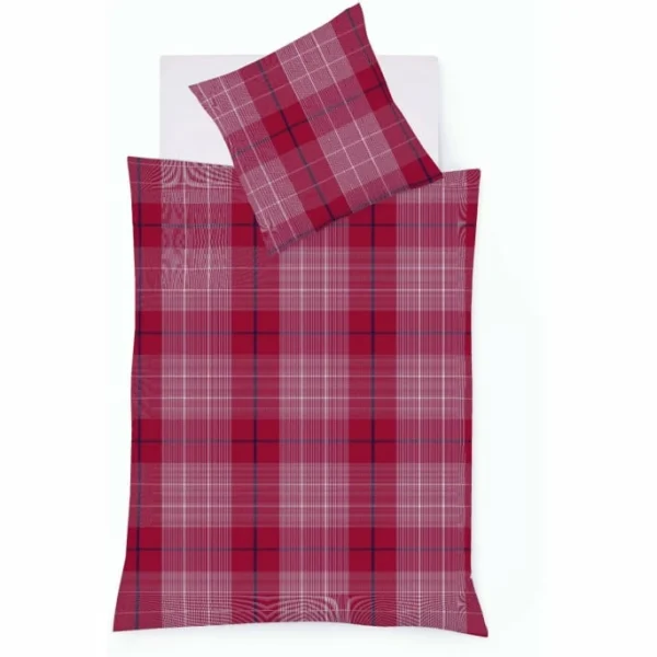 Fleuresse Lech Bettwäsche-Set Aus Flanell – 135×200 / 80×80 Cm – Rot 1