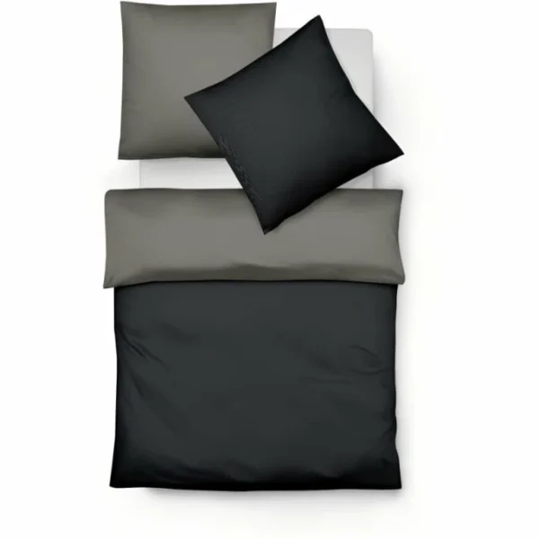 Fleuresse Lech W Wendebettwäsche-Set Aus Flanell – 155×200 / 80×80 Cm – Anthrazit-granit 1