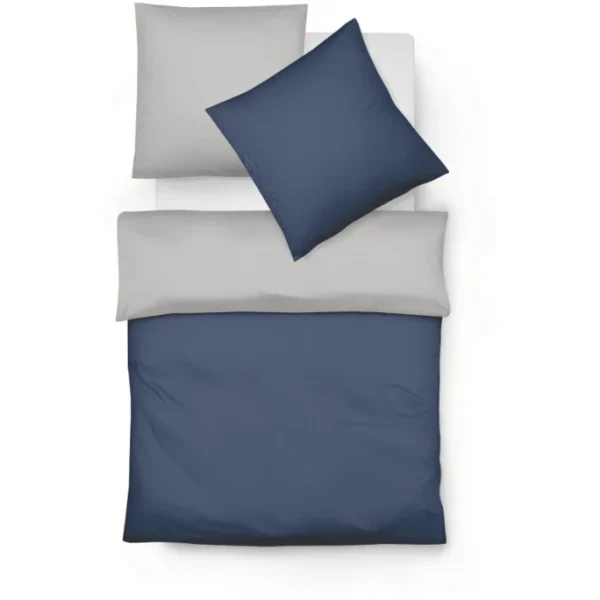 Fleuresse Lech W Wendebettwäsche-Set Aus Flanell – 135×200 / 80×80 Cm – Marine-silber 1
