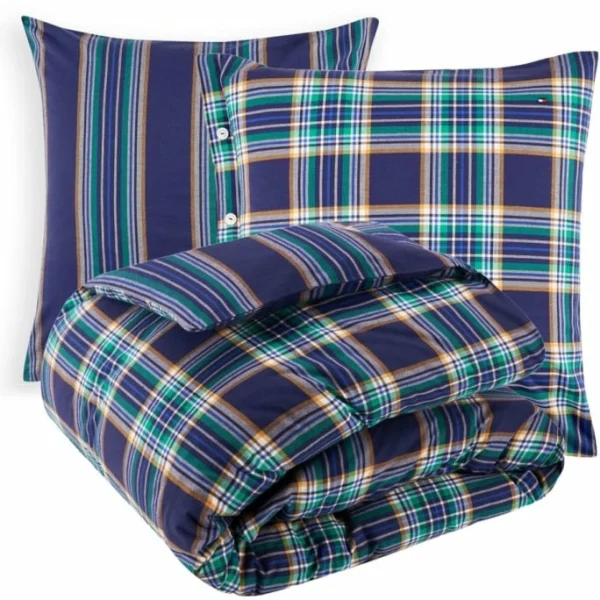 Tommy Hilfiger WOVEN FLANNEL Bettwäsche-Set Aus Flanell – 140×200 / 70×90 (AT) Cm – Evergreen 1