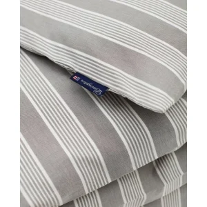 Lexington Striped Bettdecken-Bezug Aus Lyocell/Baumwolle – 155×220 Cm – Gray/off White 7