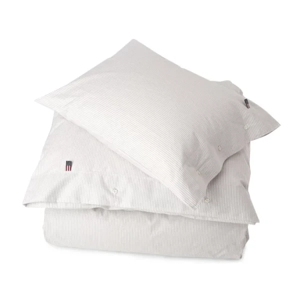 LEXINGTON Authentic Pin Point Oxford Bettwäsche-Bezug Streifen – 155×220 Cm – Gray/white 1